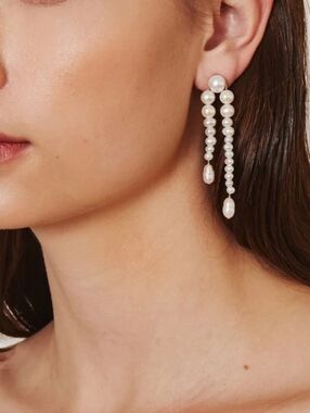 Anthropologie Pearl Waterfall Earrings